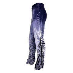 F/W 1999 Gucci by Tom Ford Runway Ruched Lavender Velvet Leather Strip Pants
