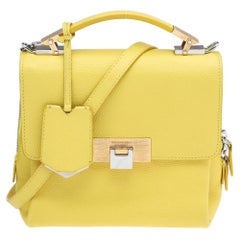 Balenciaga Yellow Leather Mini Le Dix Cartable Top Handle Bag