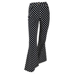 F/S 1993 Gianni Versace Couture Laufsteg Schwarze gepunktete Flare Bell Bottom Jeans
