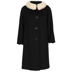 1960's Lilli Ann Black Wool Swing Coat 1
