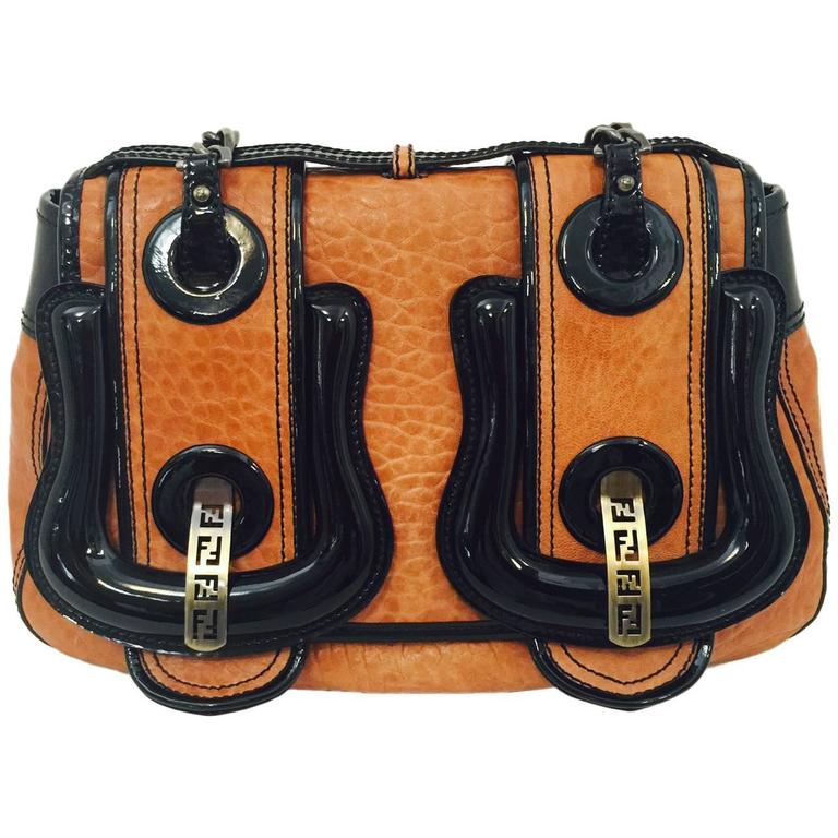 Fendi Tan Na Vernice Black Patent Leather B Bag Excellent Fendi Tan Na Vernice Black Patent Leather B Bag Excellent Condition For