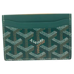 Goyard - Porte-cartes Saint Sulpice en toile et cuir enduite de goyardine verte