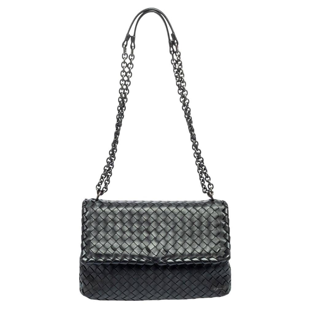 Bottega Veneta Black Intrecciato Leather Small Olimpia Shoulder Bag