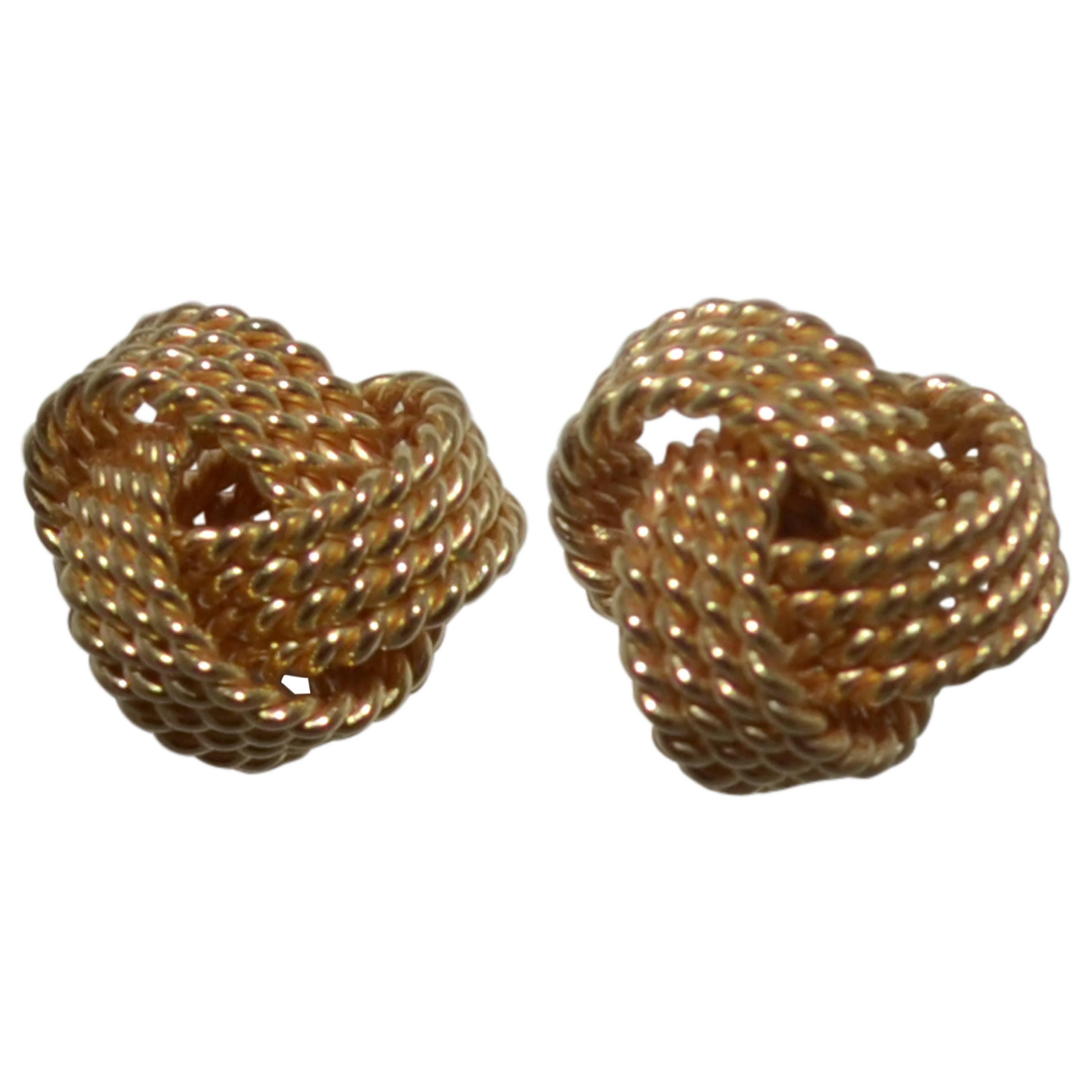 Tiffany & Co. 18k Gold Love Knot Twisted Stud Earrings