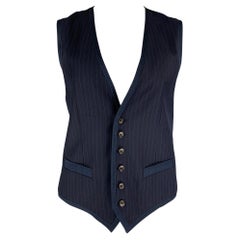 D&G by DOLCE & GABBANA Size 44 Navy Blue Stripe Viscose Blend Vest