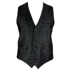JOHN RICHMOND Size 44 Black Jacquard Polyester Blend Buttoned Vest
