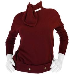1980s Burgundy 100% Scottish Cashmere Chanel Sweater 9