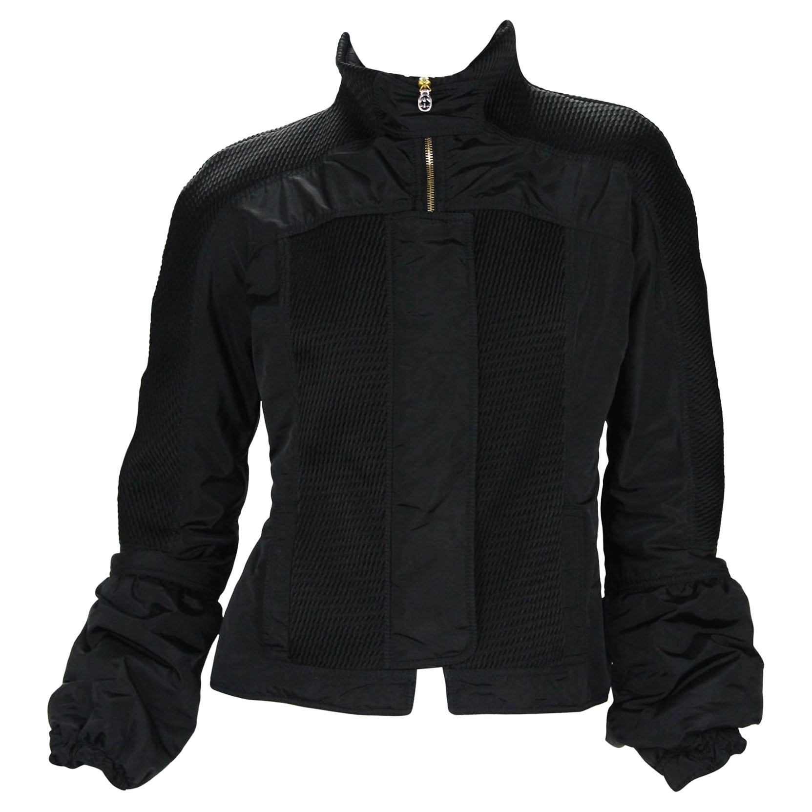 New Tom Ford for Gucci F/W 2004 Black Nylon Warm Jacket 44 For Sale