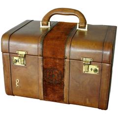 Roberta di Camerino Saddle Leather + Velvet Train Case Beauty Trunk Rare 1970s
