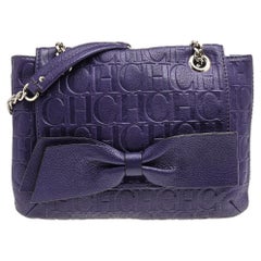 Carolina Herrera Audrey Umhängetasche aus Leder mit lila Monogramm Audrey