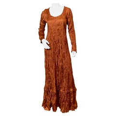 Fortuny Inspired Pleated Copper Silk Evening Dress