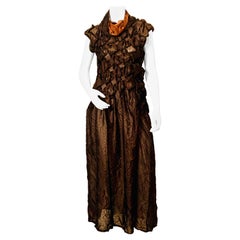 Issey Miyake Black over Copper Diamond Pleated Evening Dress