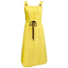 60s Courreges yellow wool dress