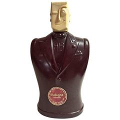 Vintage 1940s Figural Glass and Hard plastic Art Deco "Winking Man" HIS Cologne Bottle