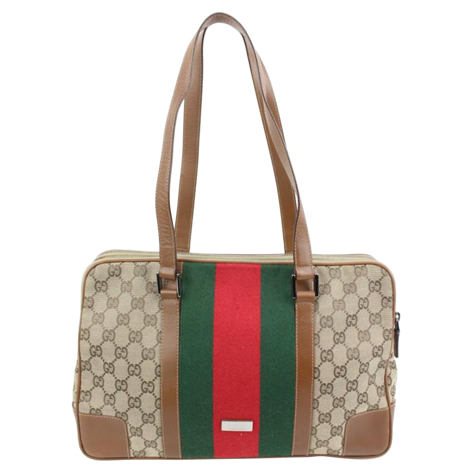 Gucci Monogram GG Web Shoulder Bowler Bag 5gz412s For Sale