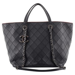 Chanel CC Charm Chain Shopping Tote Quilted Calfskin Large
