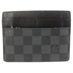 Louis Vuitton Damier Graphite Unisex Leather Logo Card Holders, Black