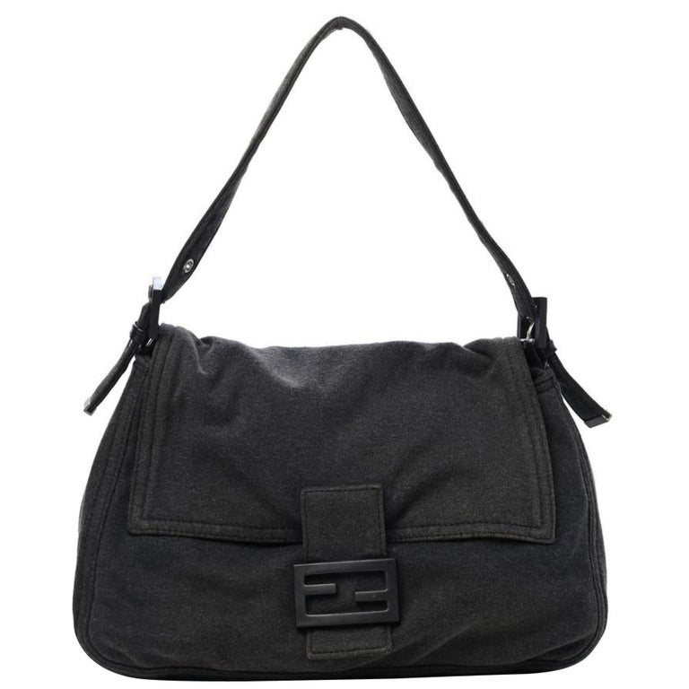 Fendi Charcoal Grey Jersey Mama Baguette Shoulder Flap 