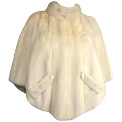 1960s Vintage Double Sided Pearl White Mink Shrug Shawl Cape 3