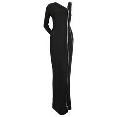 JEAN PAUL GAULTIER one sleeved black crepe dress with zippers 3
