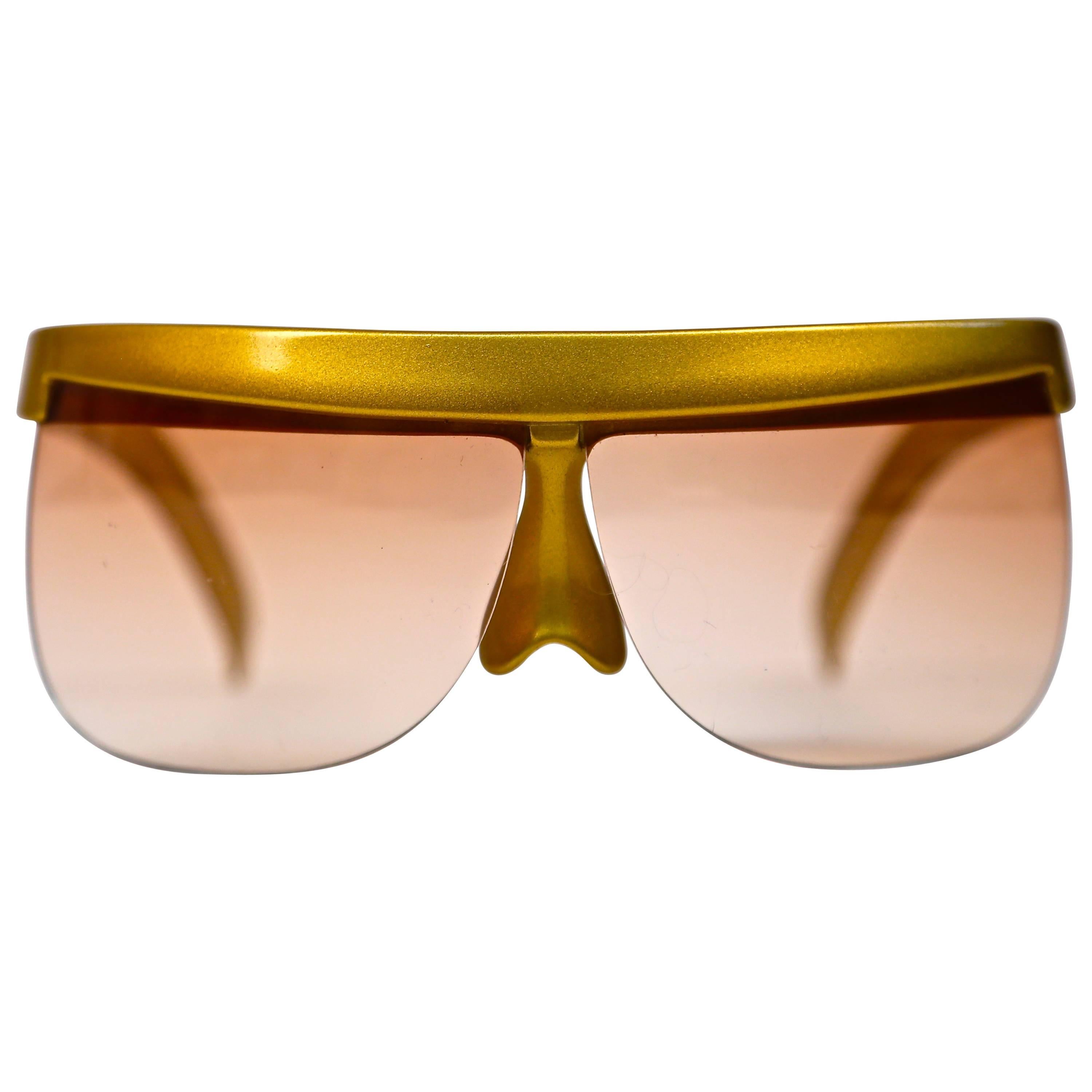 1970's COURREGES gold plastic sunglasses
