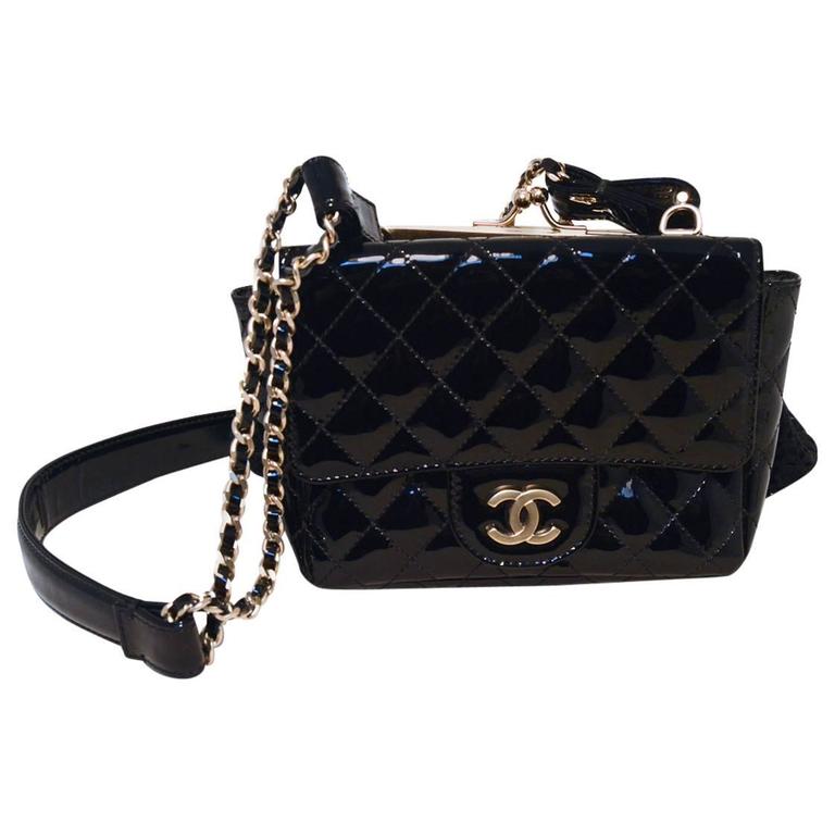 Chanel Black Patent Leather Classic And Lace Pouch Shoulder Bag For Chanel Black Patent Leather Classic And Lace Pouch Shoulder Bag For