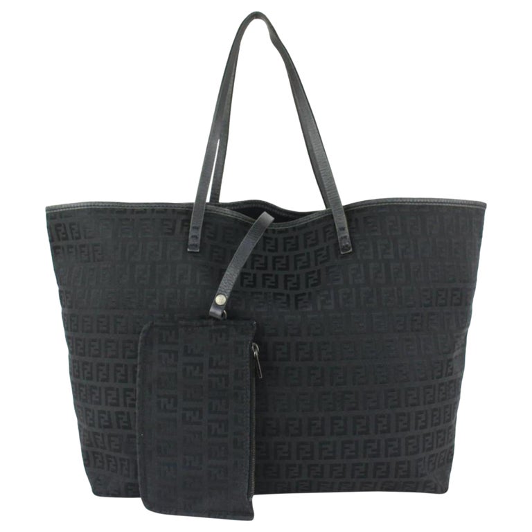 Fendi Black Monogram FF Zucca Roll Shopper Tote Bag 108f14 For Sale at ...