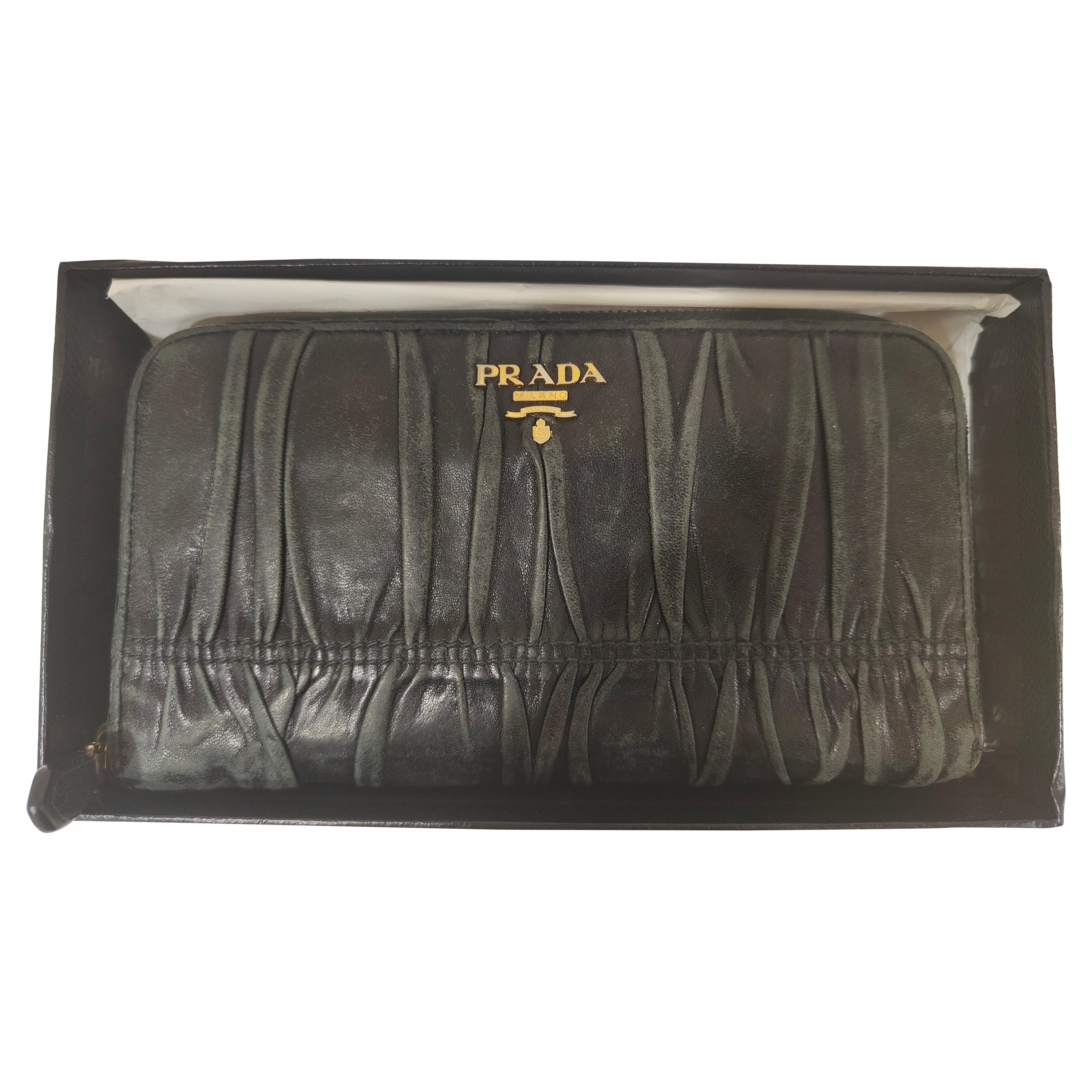 Prada black leather wallet