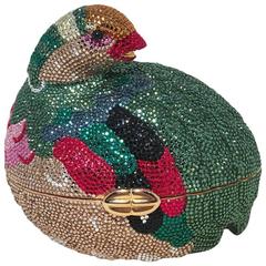 Judith Leiber Colorful Quail Swarovski Crystal Minaudiere