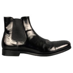 PRADA Größe 9 Schwarze Perforierte Lederstiefeletten
