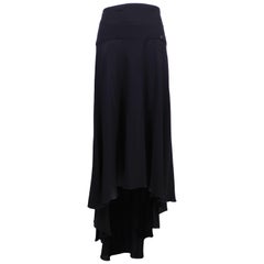 1999 Chanel Black Silk Waterfall Hem Skirt