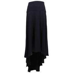 1999 Chanel Black Silk Waterfall Hem Skirt 10