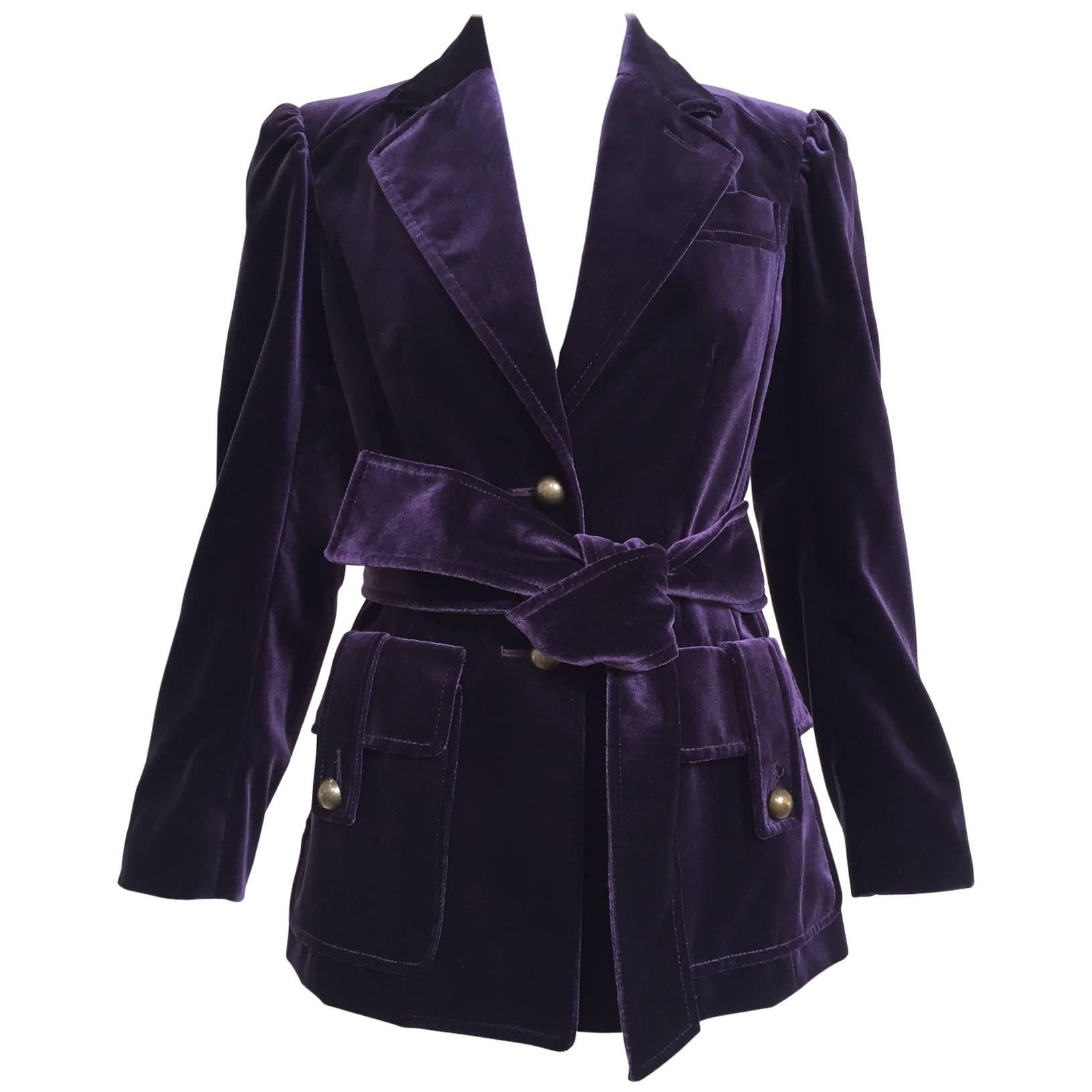 Yves Saint Laurent by Tom Ford Violet velvet safari jacket For Sale