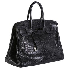 Hermes Birkin SO BLACK Croc 35cm Handbag (2011)