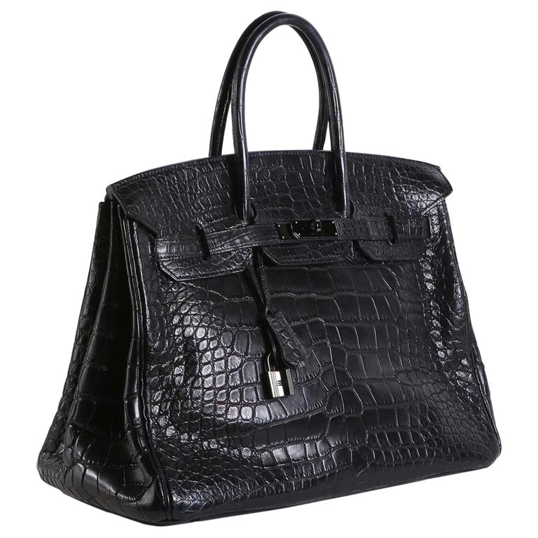 Hermes Birkin SO BLACK Croc 35cm Handbag (2011) at 1stDibs