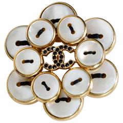 CHANEL 2008 Mother of Pearl Buttons Brooch