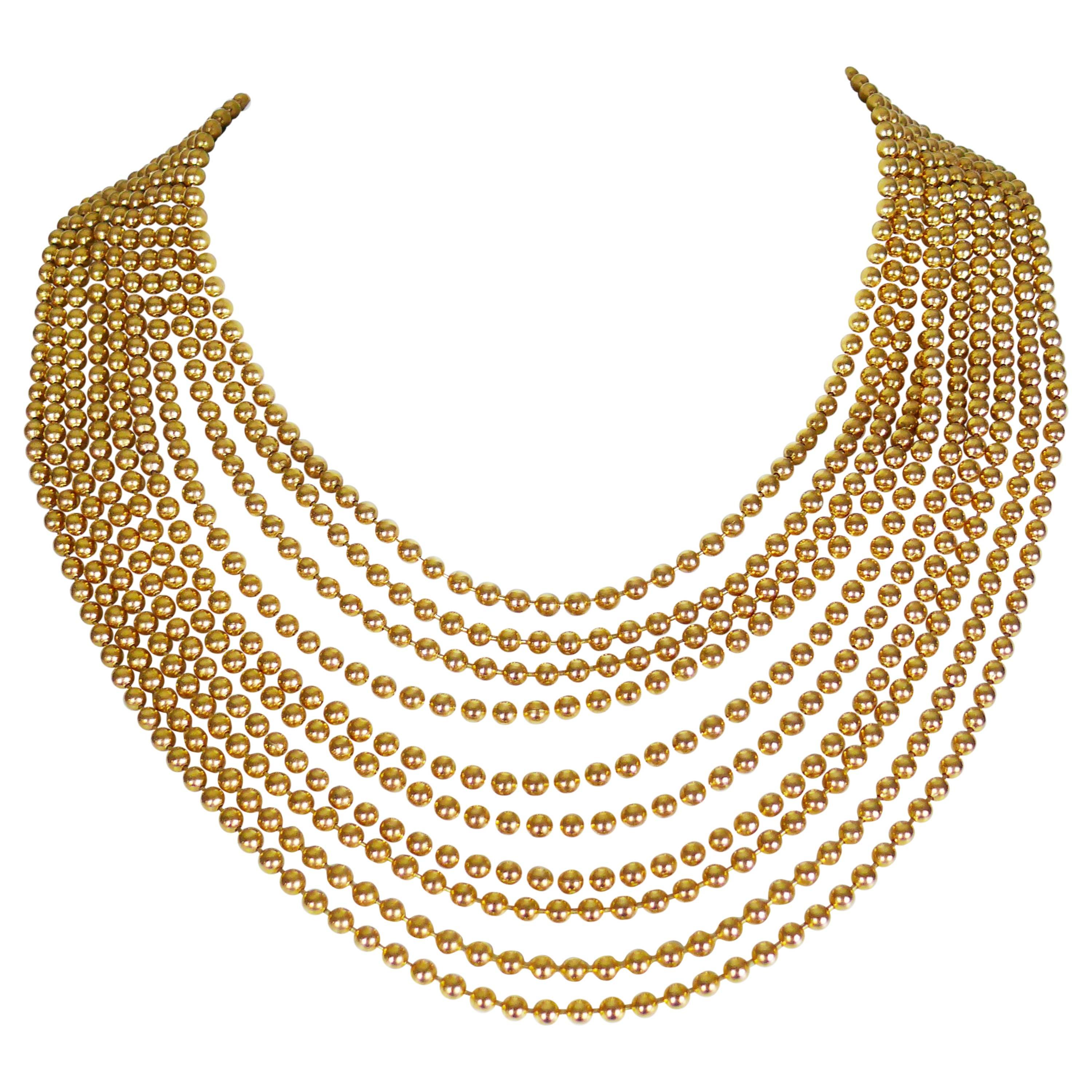 Yves Saint Laurent YSL Vintage Gold Toned Multi-Strand Massaï Style Necklace