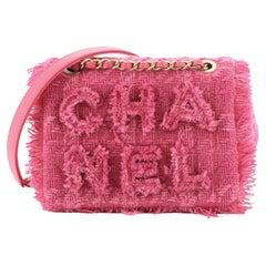 Chanel Giant Logo Flap Bag Quilted Tweed Small
