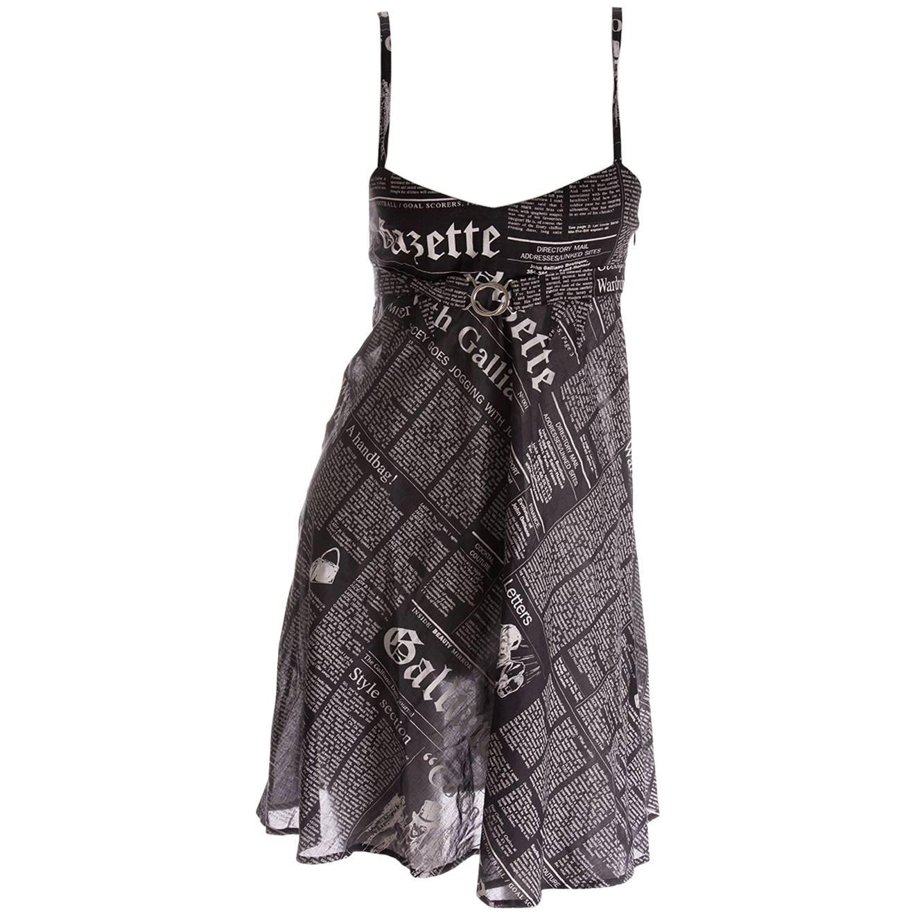 Iconic John Galliano Newspaper Print Dress