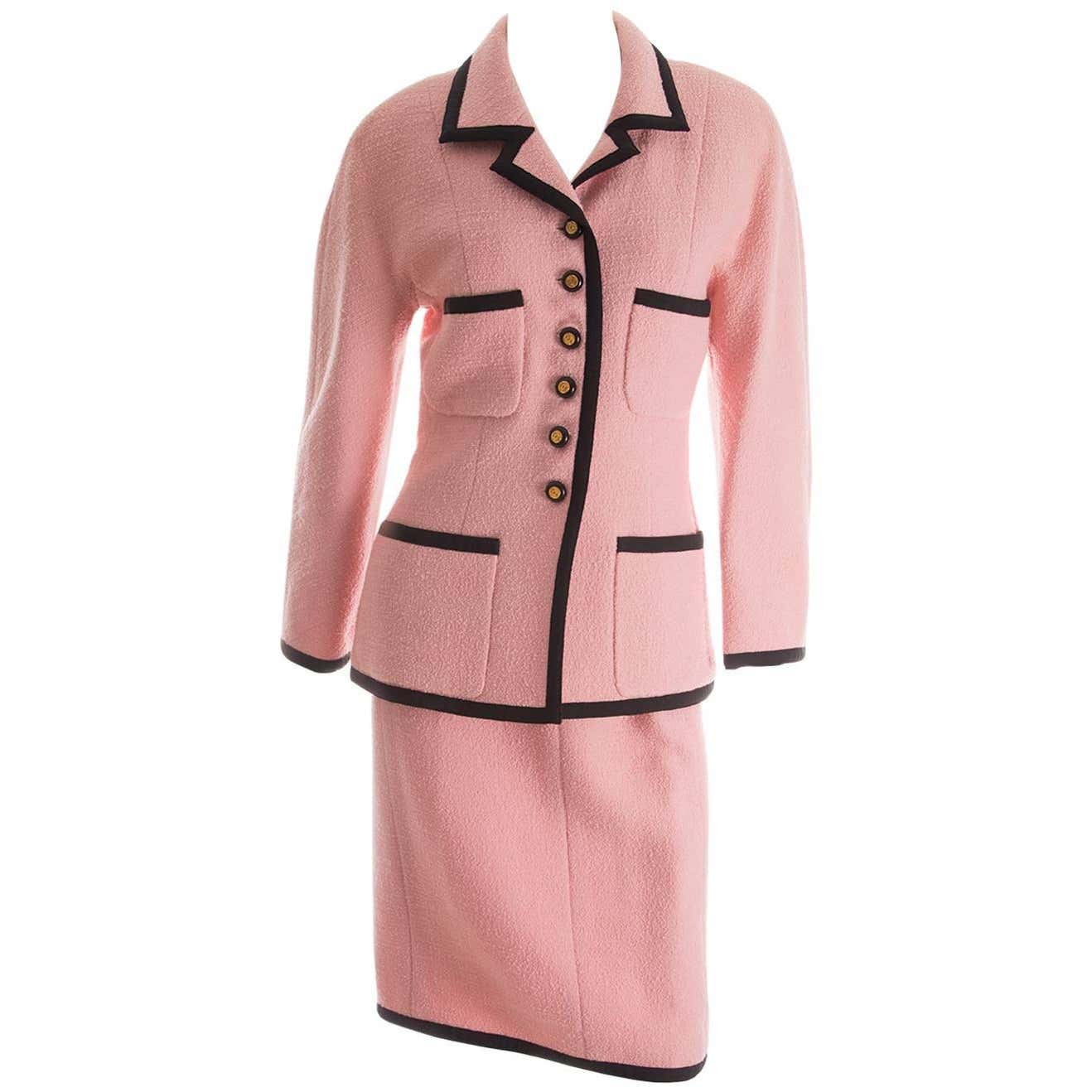 Chanel 1995 Pastel Pink Skirt Suit at 1stDibs