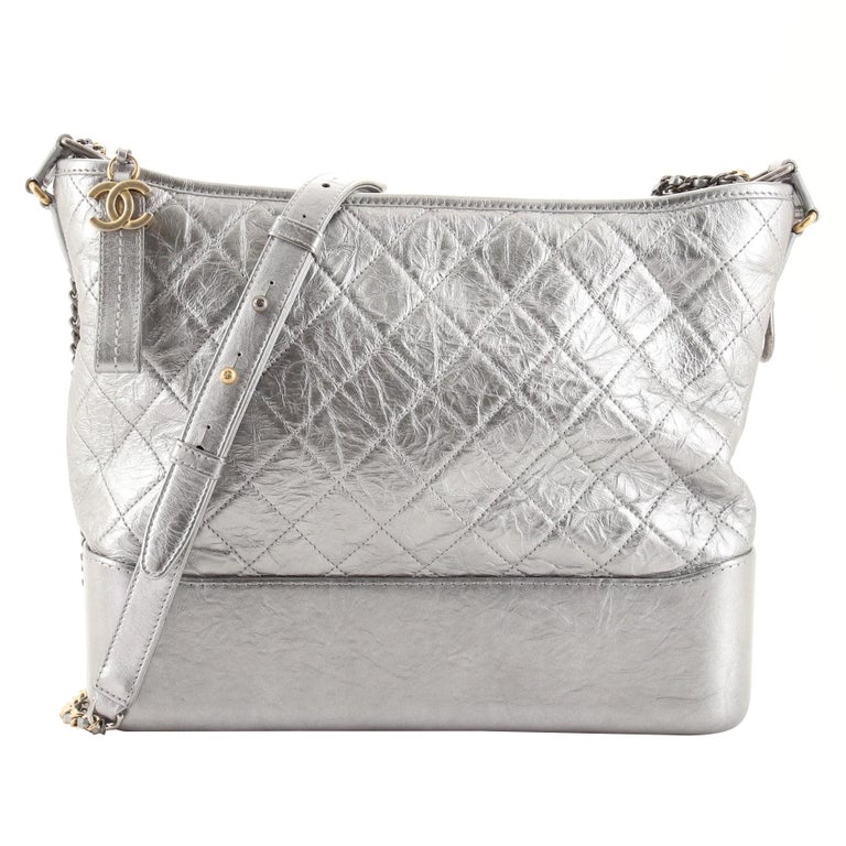 Chanel Gabrielle Hobo Quilted Metallic Aged Calfskin Large At 1stdibs
