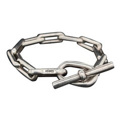 HERMES Iconic Paperclip Sterling Silver Link Designer Bracelet 