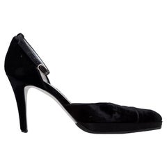 Chanel Black Velvet Ankle Strap Pumps