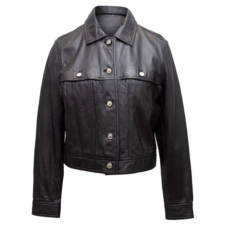 Nicole Miller Black Leather Jacket For Sale at 1stDibs