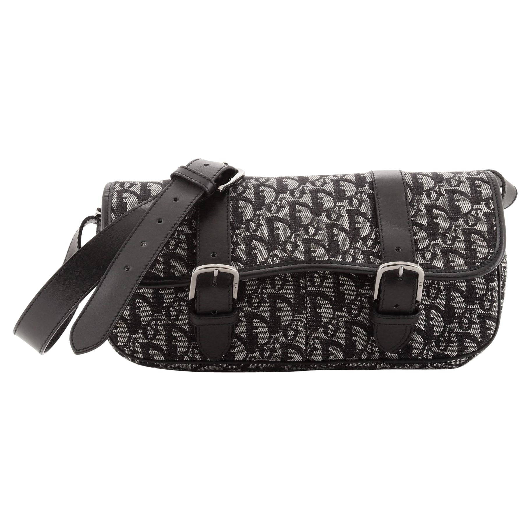 Christian Dior Vertical Saddle Chain Pouch Oblique Canvas at 1stDibs