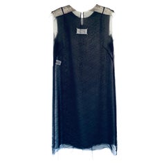 Vintage Maison Margiela 1990s Black Sheer Chiffon Dress with Deconstructed Edges 