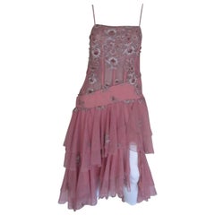 Vintage Pierre Cardin Pink Beaded Cocktail Dress