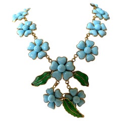 Vintage Chanel Camellia Turquoise Necklace 