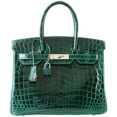 Hermes Birkin 30 Borsa Emerald Emeraude Verde Coccodrillo Palladium