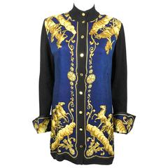 Vintage Hermes Cosmos Print Silk Shirt / Jacket - 1990s